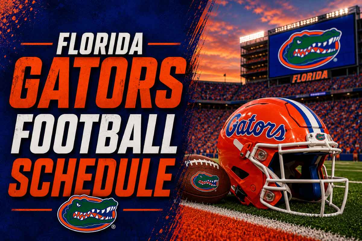 Florida Gators football schedule with helmet