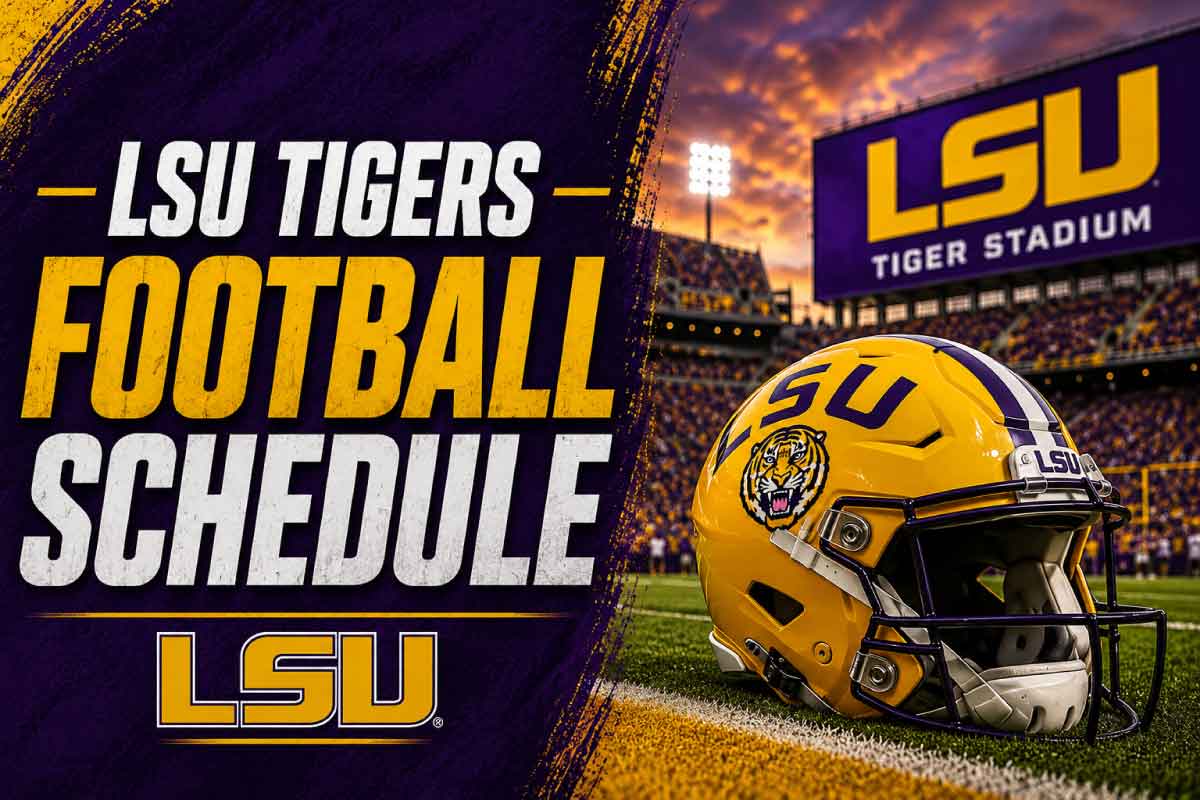 LSU Tigers football schedule with helmet