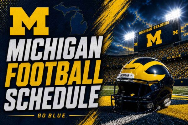 Michigan Football Schedule with helmet