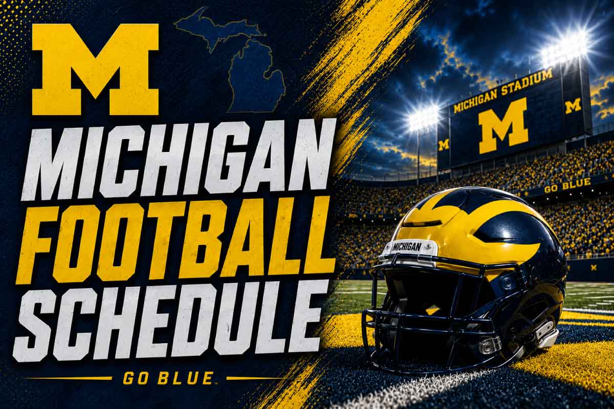 Michigan Football Schedule with helmet