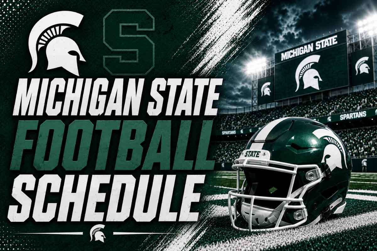Michigan State Football Schedule with helmet