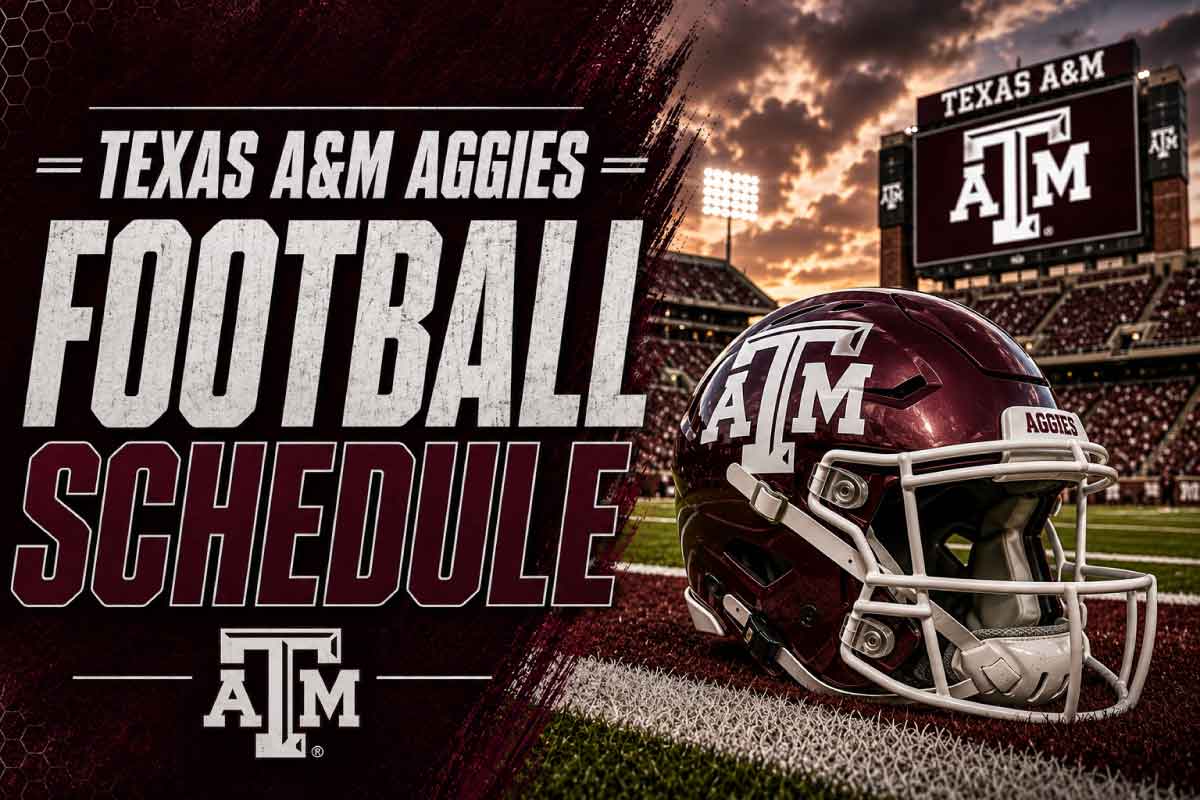 Texas A&M Aggies football schedule with helmet