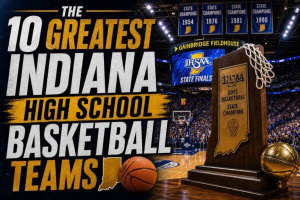 Bobby Plump shooting the winning basket for the 1954 Milan team, among the greatest Indiana high school basketball teams
