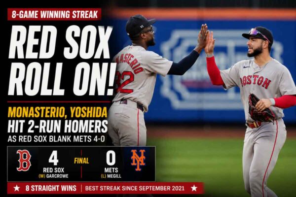 Andruw Monasterio watches his two-run homer as the Red Sox beat Mets 4-0 in New York