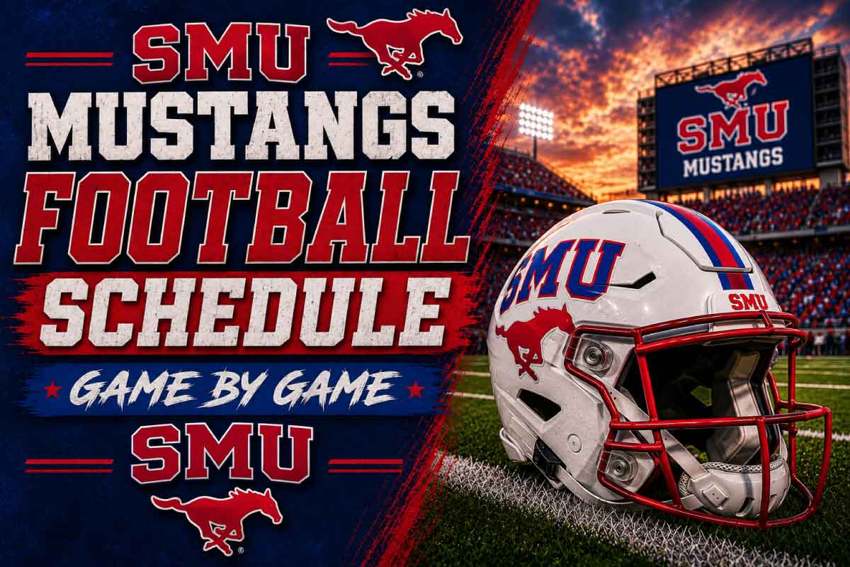 smu mustangs football schedule with helmet