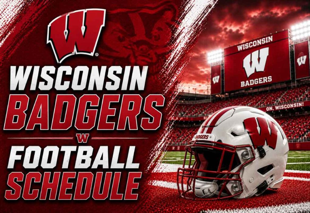 wisconsin badgers football schedule with helmet