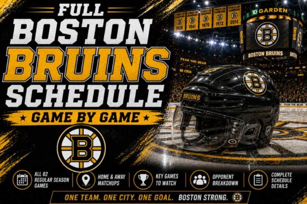 Boston Bruins Schedule with helmet