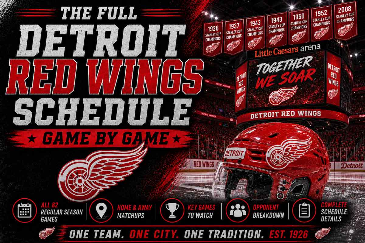 Detroit Red Wings Schedule with helmet
