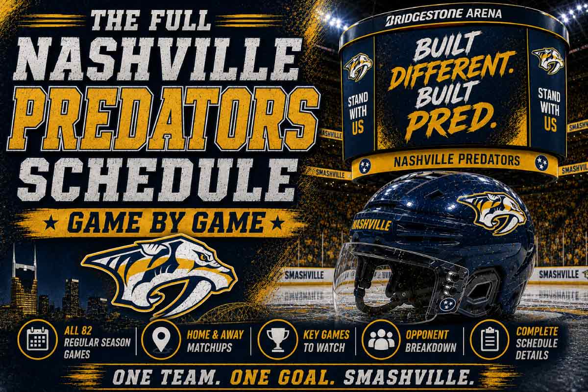 Nashville Predators Schedule with helmet