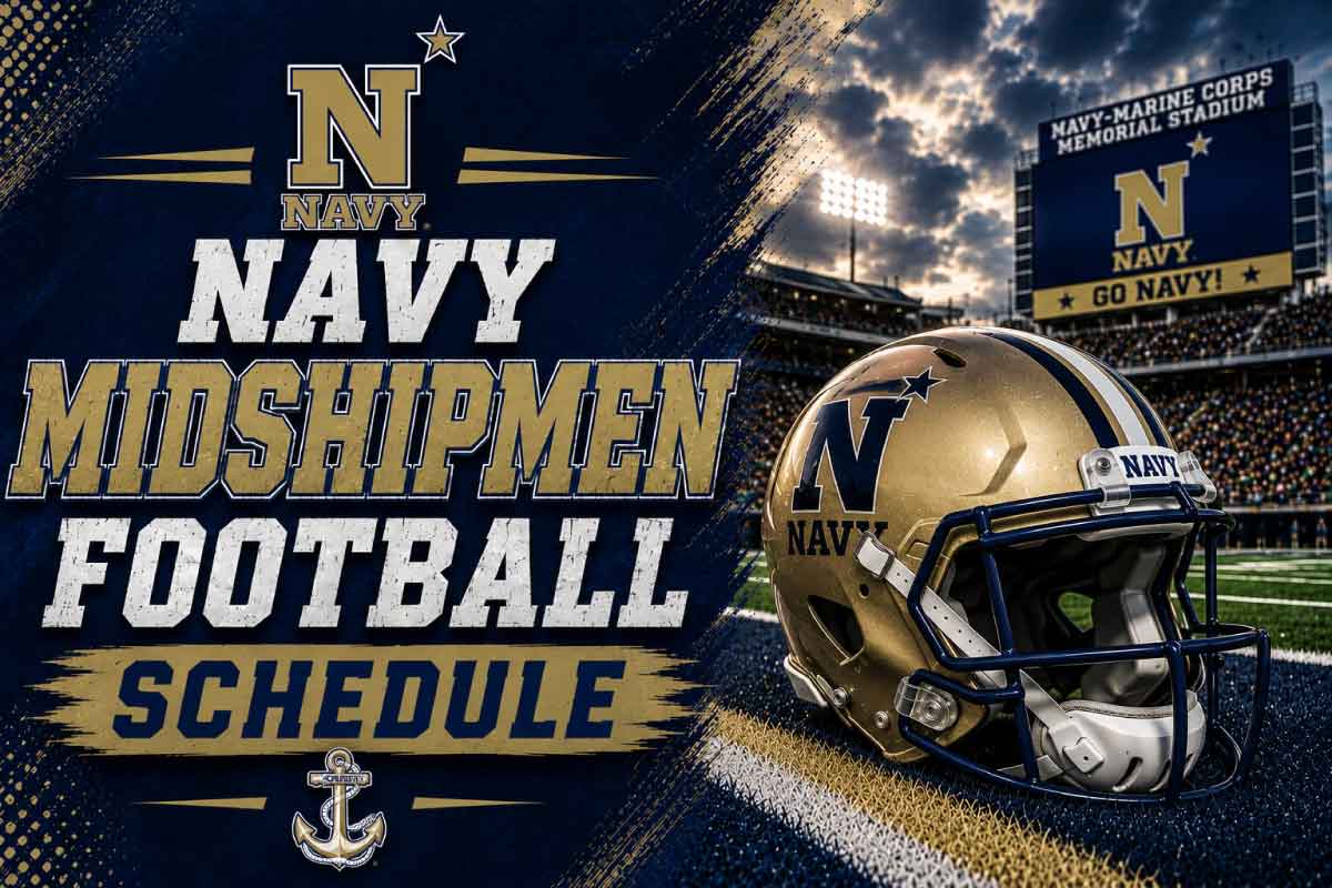 Navy Midshipmen Football schedule with helmet