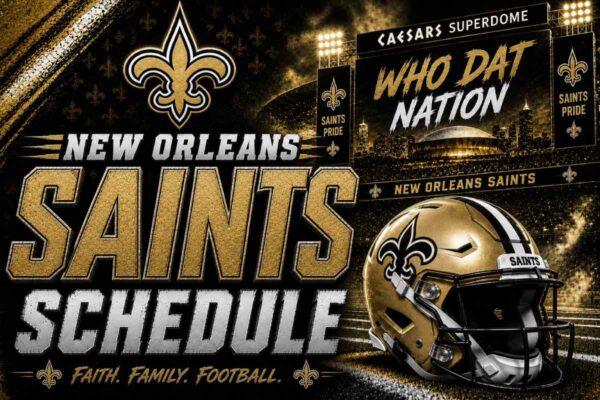 New Orleans Saints Schedule with helmet