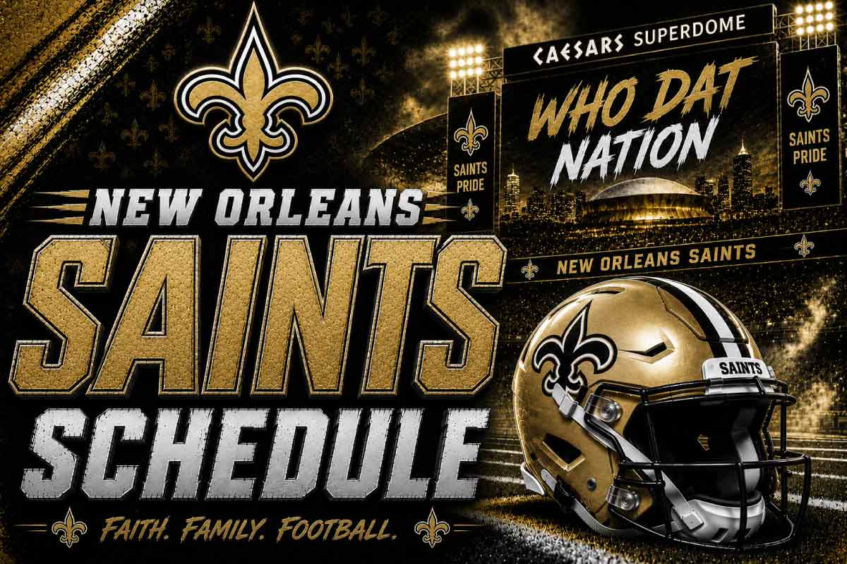 New Orleans Saints Schedule with helmet