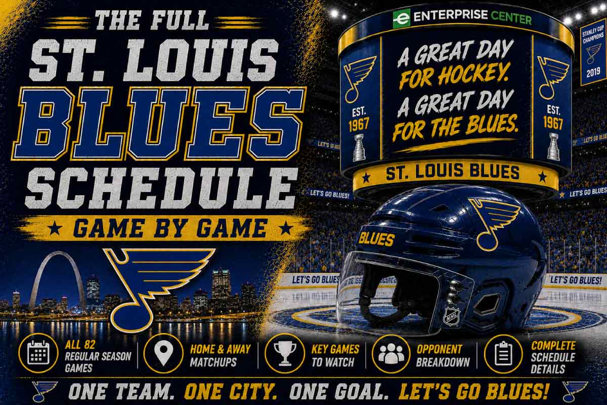 St. Louis Blues Schedule with helmet