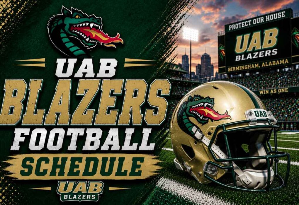 UAB Blazers Football schedule with helmet