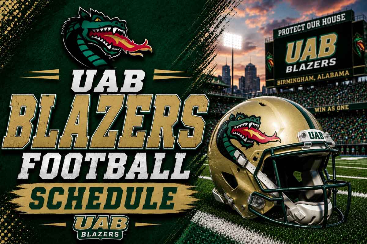 UAB Blazers Football schedule with helmet